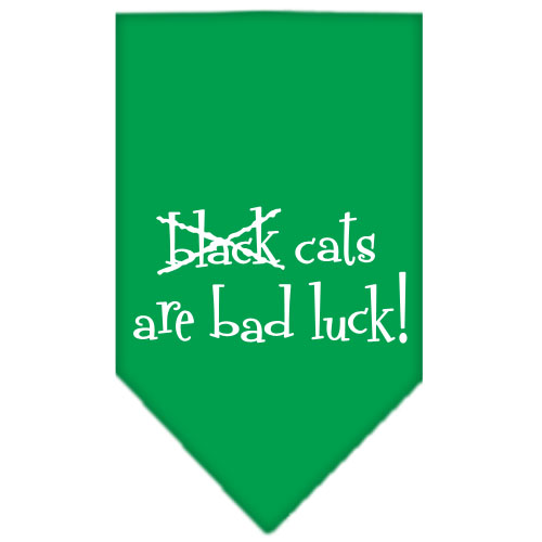 Black Cats are Bad Luck Screen Print Bandana Emerald Green Large